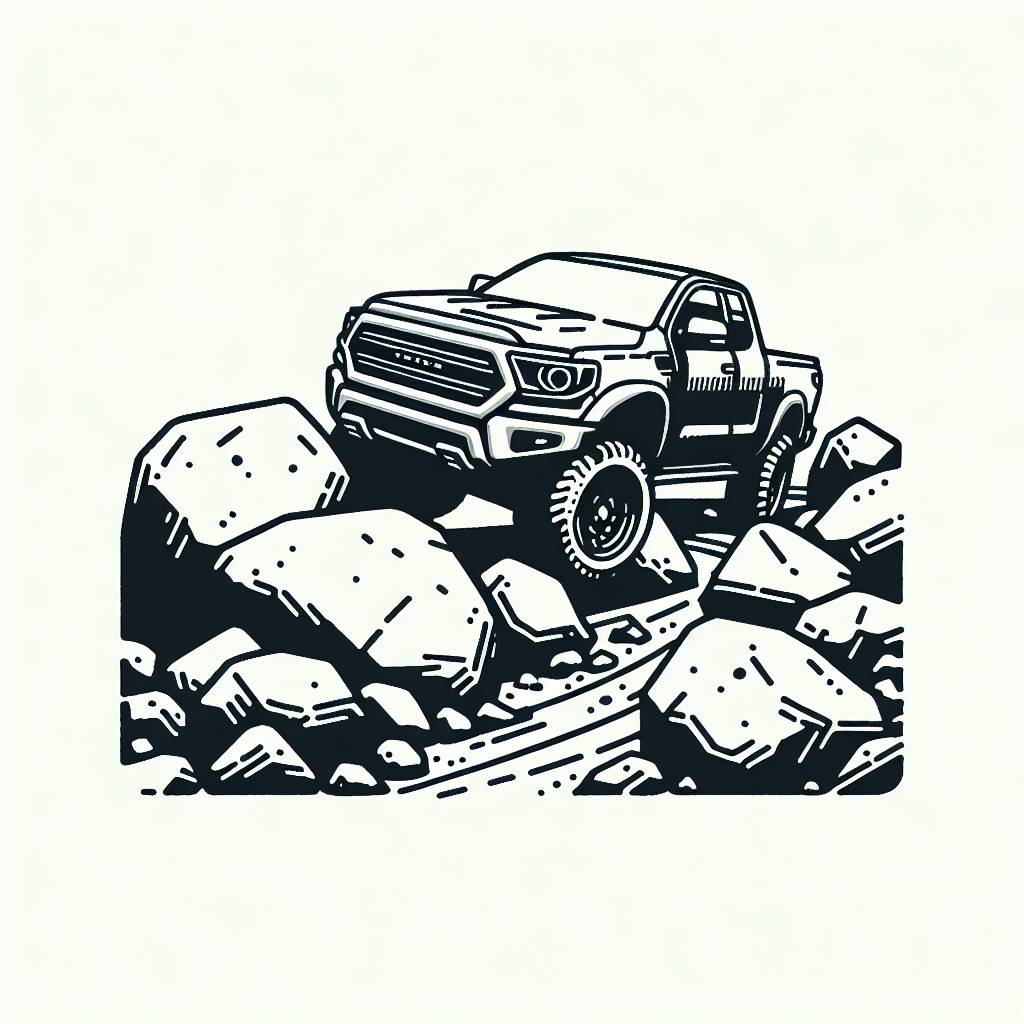 an offroad pickup truck driving over big rocks / Coloring Page ...
